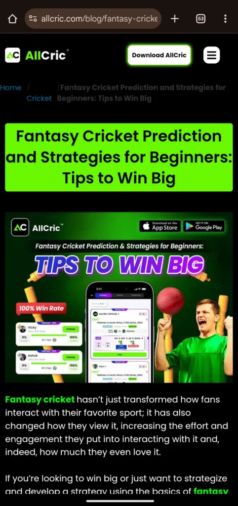 Fantasy Cricket- Tips to Win Big