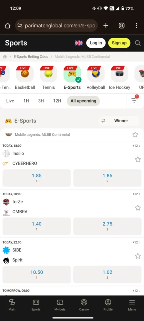 Esports Parimatch Betting