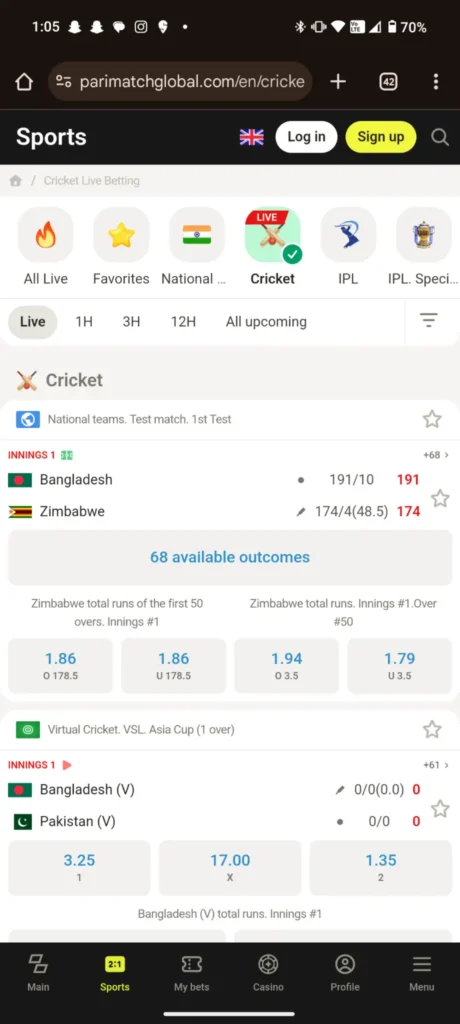 Parimatch Cricket Betting