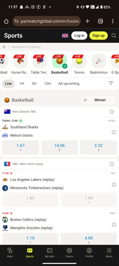 BasketBall Live Betting Parimatch