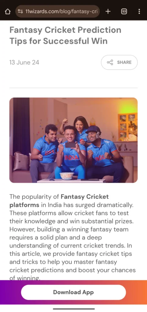 Winning Prediction- Fantasy Cricket