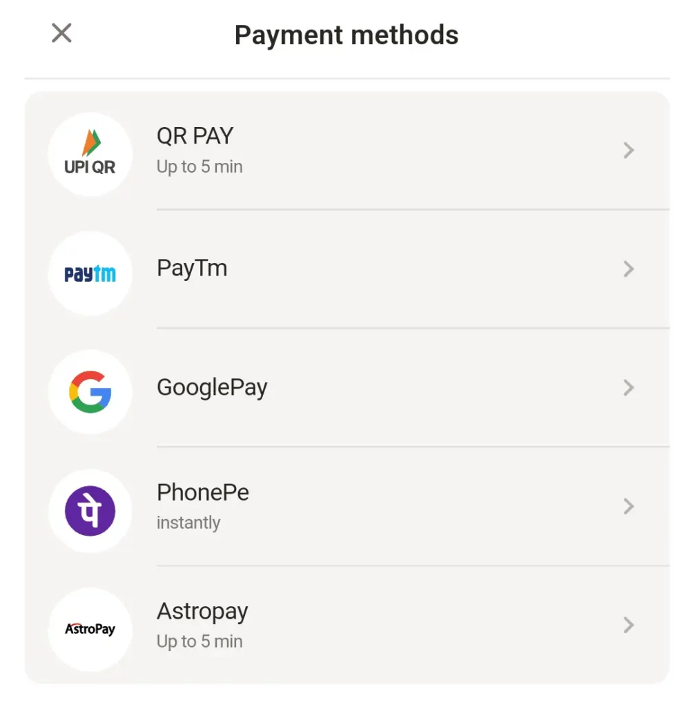 Parimatch Payment Methods