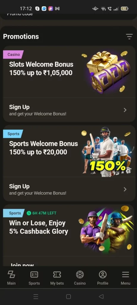 Parimatch apk casino promotions bonus 2