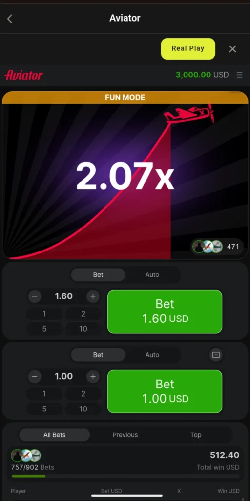 Betting on Parimatch Aviator