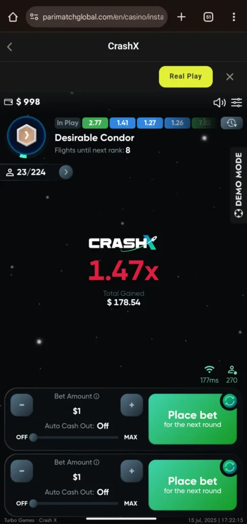 High Profit Bets on CrashX Parimatch