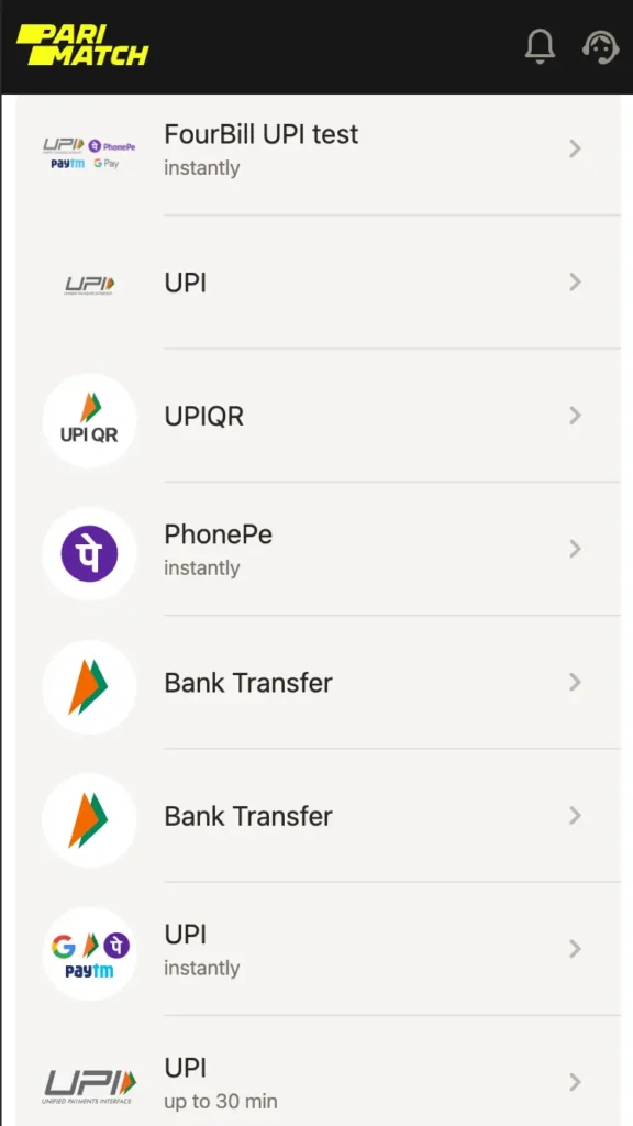 Parimatch Deposit