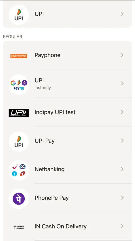 payment methods Parimatch