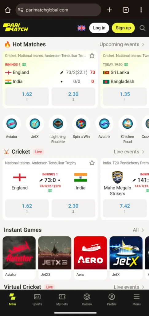 Parimatch Homepage- Play Jetx3