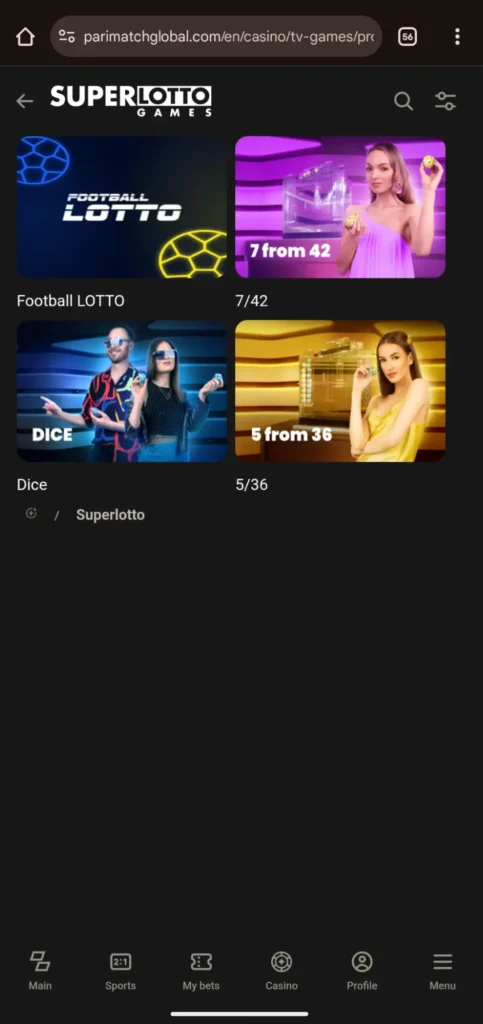 Play Super Lotto TV Game On Parimatch