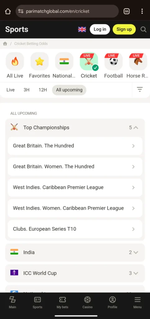 Top Cricket Championships- Parimatch