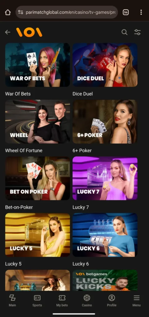 101 Parimatch TV Game