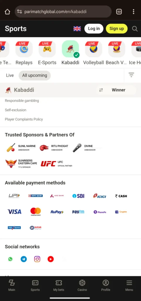 Parimatch Kabaddi Upcoming Matches
