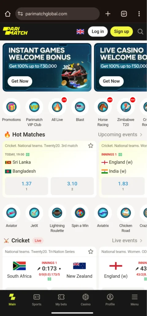 Parimatch Home Page